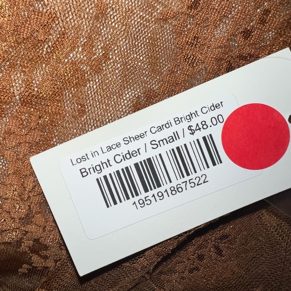 Free People- NWT -Lost in Lace Cardi- Bright Cider -Small - Picture 3 of 14